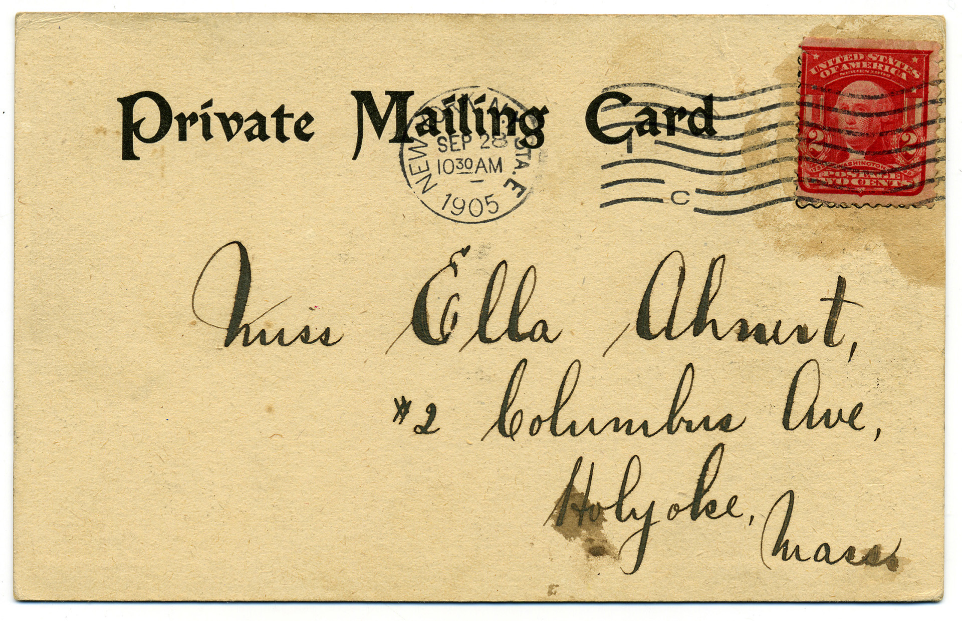 private mailing card